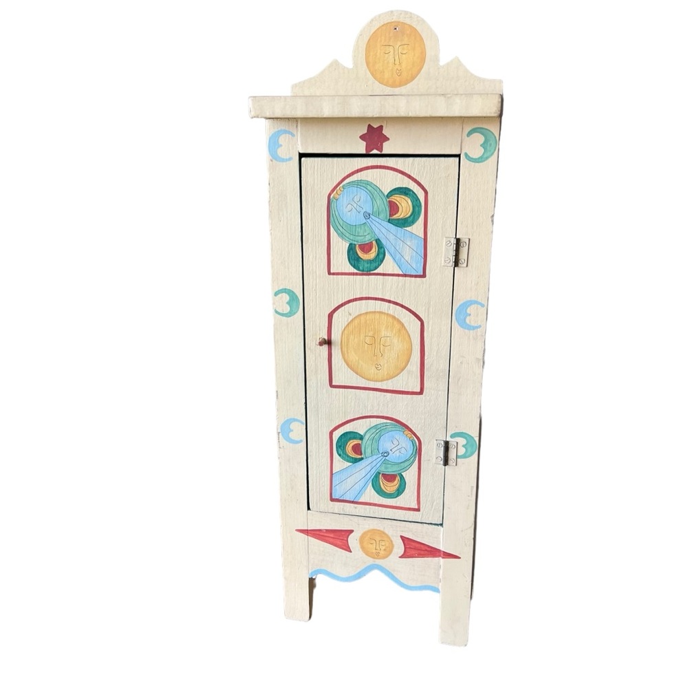Wooden Key Chest Hand Painted by Good as Old Moon and Sun design